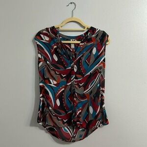 Banana Republic Shirt Women's Medium Multi-Colored Geometric Designs
